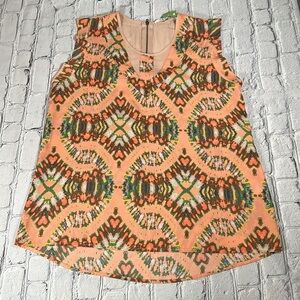 Collective Concepts Multicolor Watercolor Coral sleeveless Blouse size Large